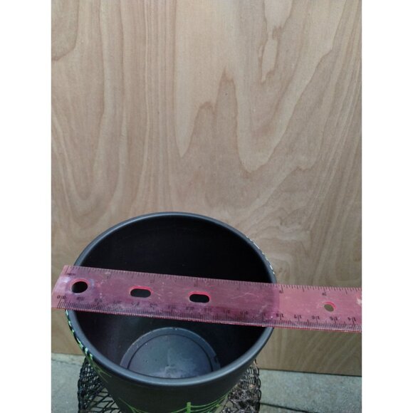 Black Plant Pot With Green Spider Web Design 5 Inches Halloween Themed Decor Pot - Picture 6 of 7